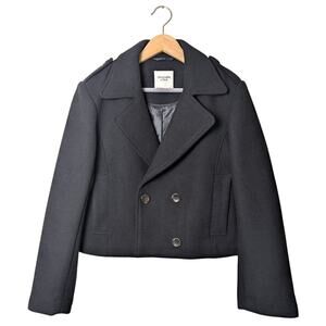 Abercrombie & Fitch Wool Blend Boxy Crop Black Blazer Women Sz S Y2K Whimsigoth